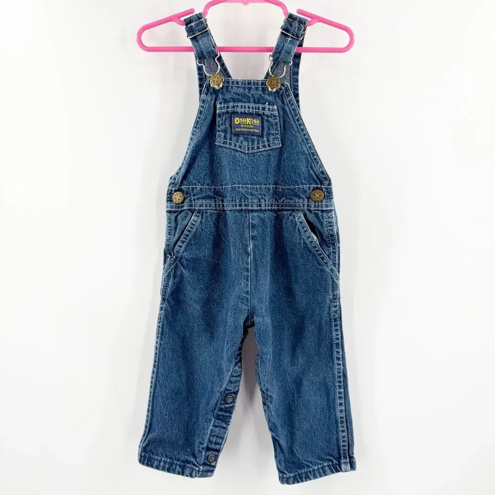 𝅺VINTAGE OSHKOSH B’GOSH Vestbak Overalls 24 Months Denim 100% Cotton Snap USA